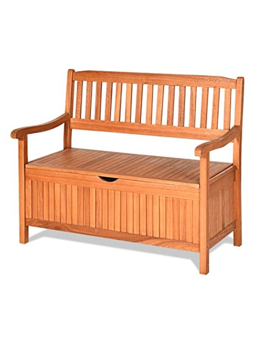 Tangkula, Sturdy Wooden Bench With Waterproof Storage
