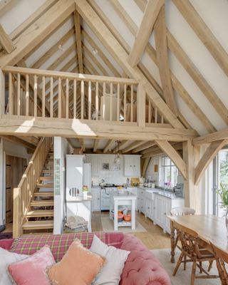 interior of small oak frame home