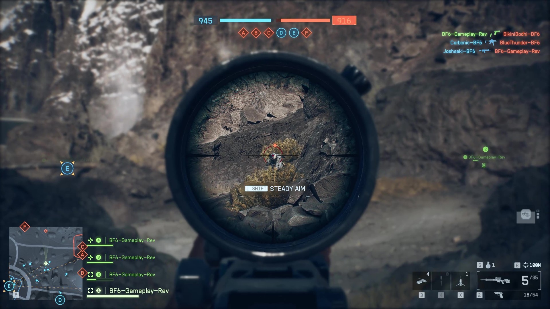 Aiming at an enemy through a scope in Battlefield 6