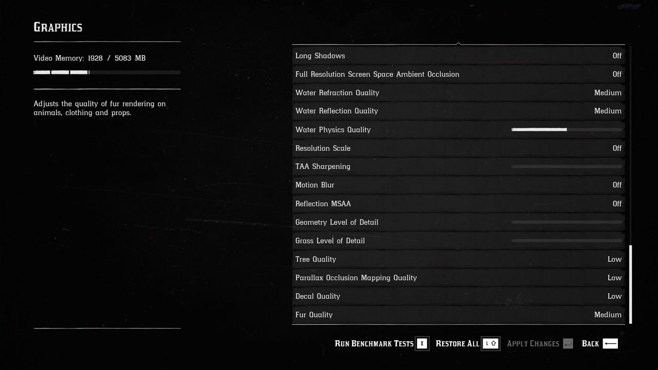 Red Dead Redemption 2 settings