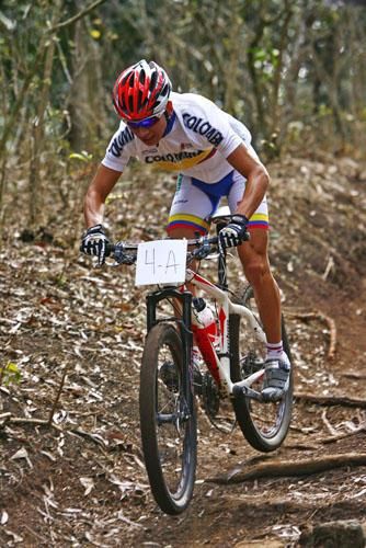 A Colombian rider in second place on the first lap