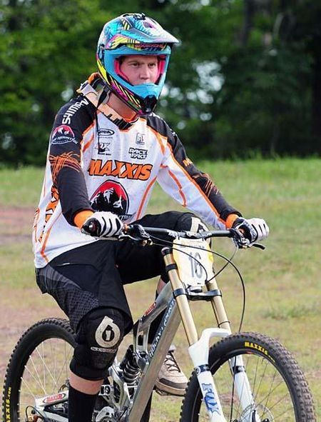Cameron Cole (Maxxis) waiting to race at the top of the mountain