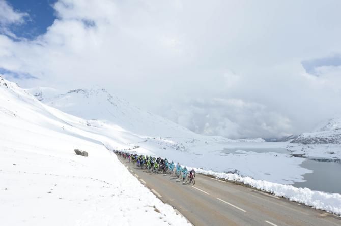 Luca Paolini (Katusha) leads the Giro peloton