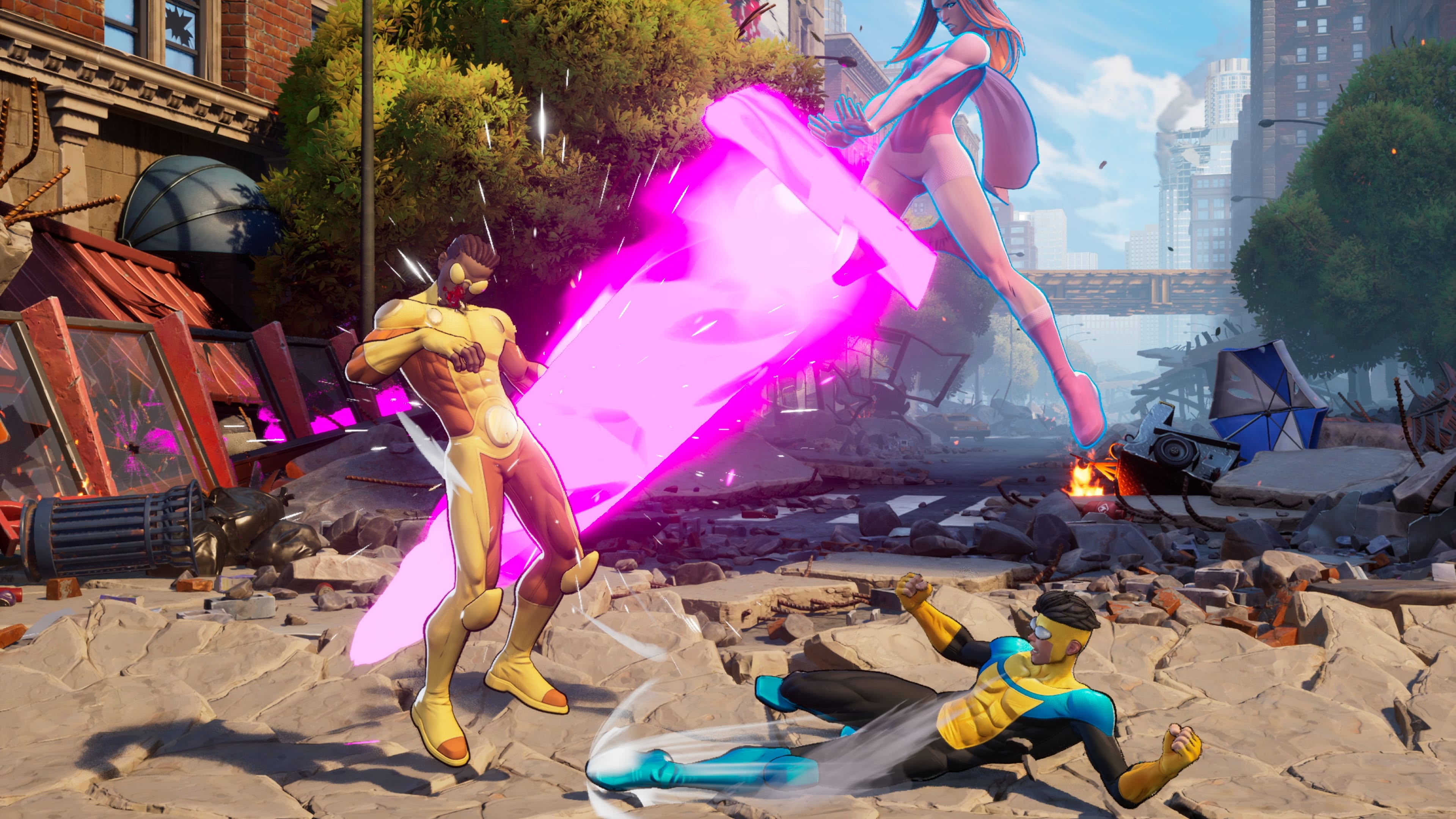 Invincible VS screenshots of a two-player combat encounter
