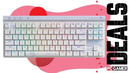 Logitech G515 TKL on a pink deals background