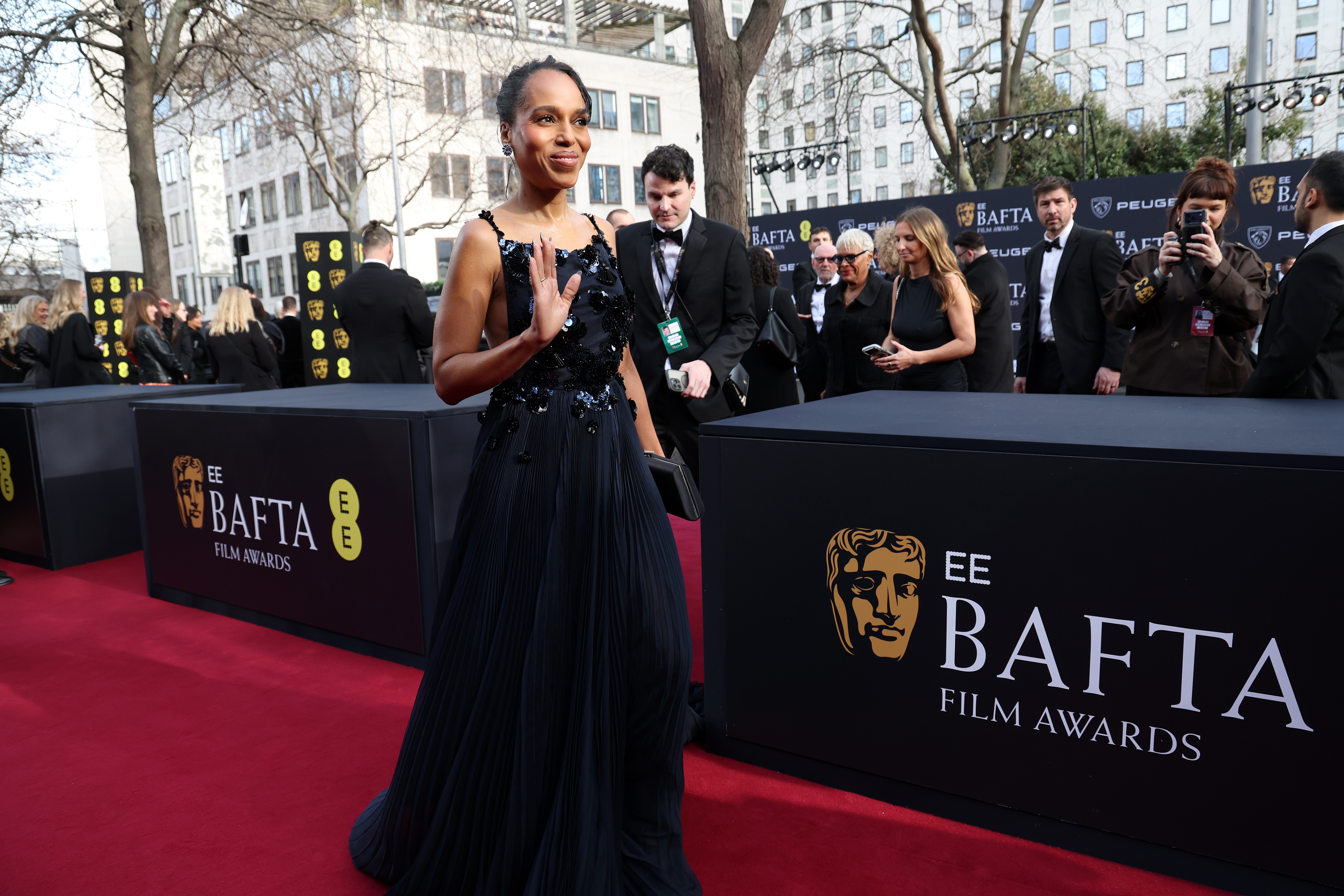 Kerry Washington attends the EE BAFTA Film Awards 2026 at The Royal Festival Hall on February 22, 2026 in London, England.