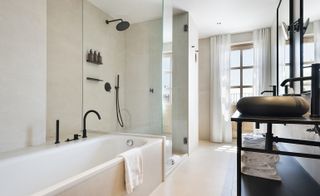 Large black and white bathroom suite