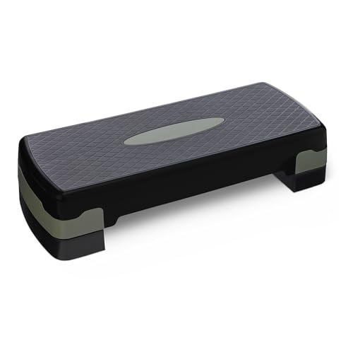 Amazon Basics Aerobic Exercise Step Platform, Adjustable Workout Stepper at Home, 68.58cm, Black/grey