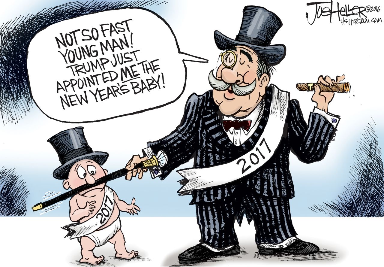 Political cartoon Donald Trump New Years