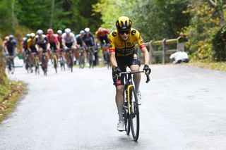 BEJES SPAIN SEPTEMBER 12 Jonas Vingegaard of Denmark and Team JumboVisma attacks to win the 78th Tour of Spain 2023 Stage 16 a 1201km stage from Liencres to Bejes 528m UCIWT on September 12 2023 in Bejes Spain Photo by Tim de WaeleGetty Images