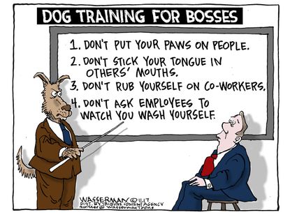 Political cartoon U.S. sexual harassment job training