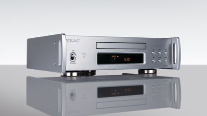 Product photography of the TEAC PD-507T CD transport in silver finish