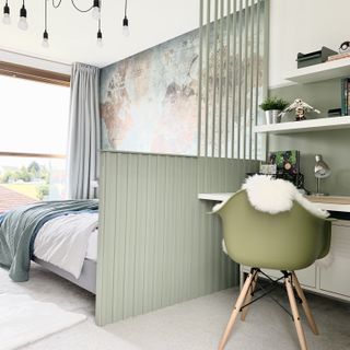 DIY room divider in a boy bedroom