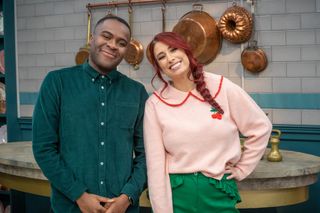 Bake Off: The Professionals hosts Liam Charles and Stacey Solomon