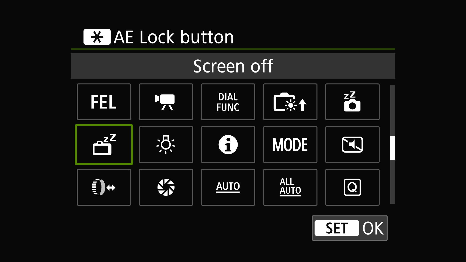 Menu screens from EOS camera showing custom control options