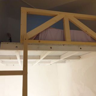 Wooden beams during makeover