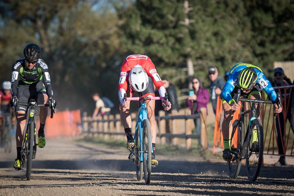 Jamey Driscoll (Donnelly Sports) outsprints MichaelVan Den Ham and Keegan Swenson for the win