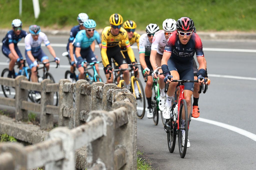 MALLABIA SPAIN APRIL 08 Geraint Thomas of United Kingdom and Team INEOS Grenadiers attacks during the 61st Itzulia Basque Country 2022 Stage 5 a 1638km stage from Zamudio to Mallabia 305m itzulia WorldTour on April 08 2022 in Mallabia Spain Photo by Gonzalo Arroyo MorenoGetty Images