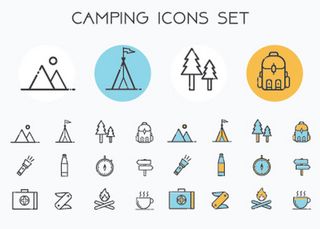 These camping icons are free for personal and business use