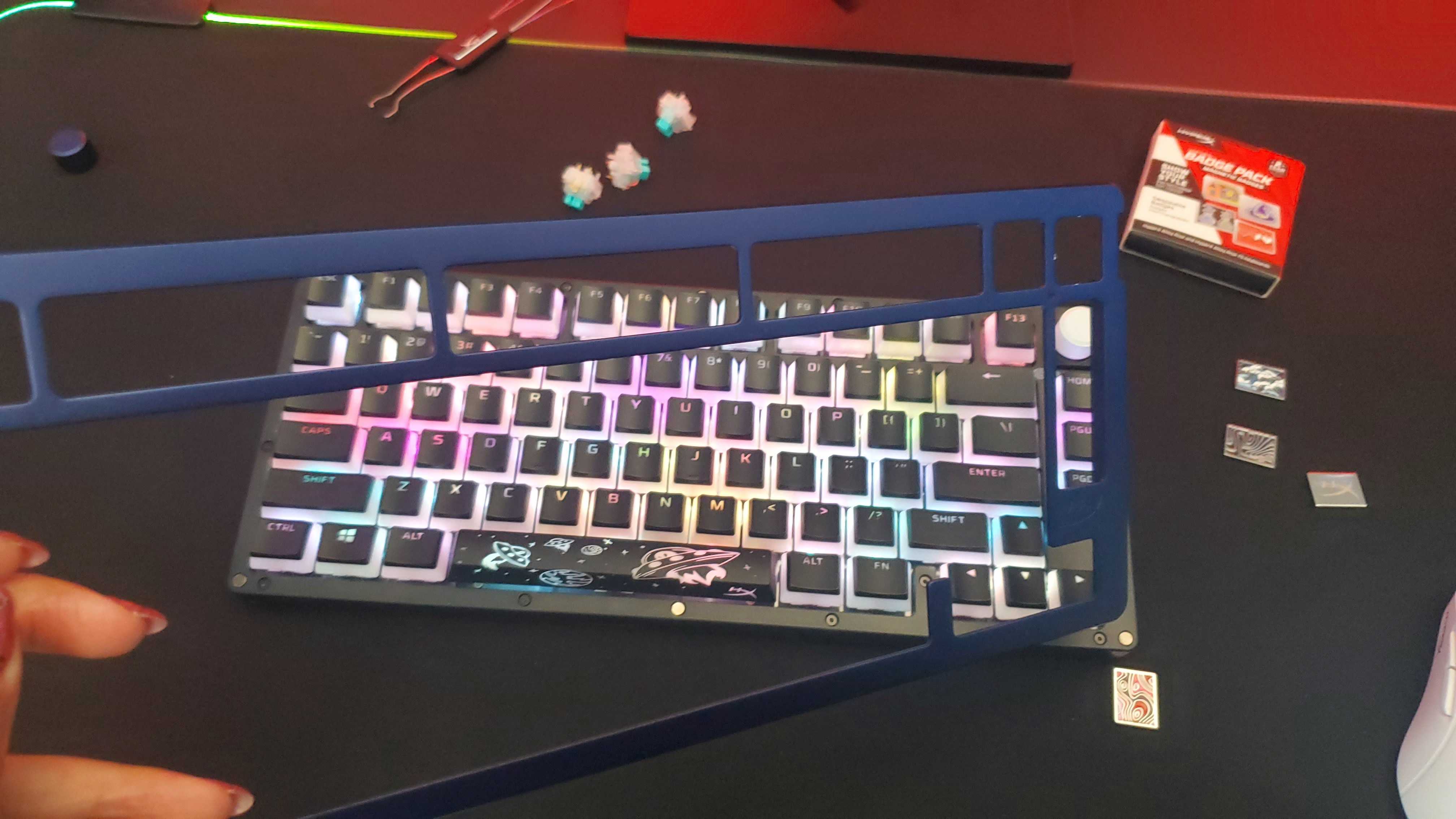 black customized keyboard with RGB lighting