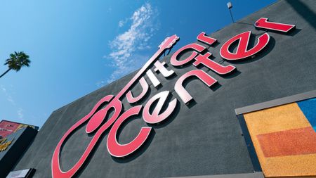 General views of the Hollywood Rock Walk at the Guitar Center on the Sunset Strip after the announcement of rock legend Eddie Van Halen's death on October 06, 2020 in Hollywood, California