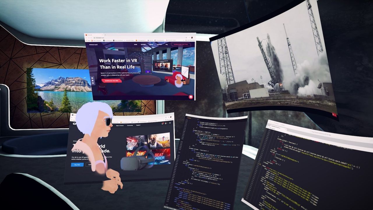 Image showing what using multiple monitors in the VR tool Immersed would look like.