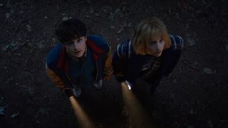 Will (Noah Schnapp) and Robin (Maya Hawke) in Stranger Things season 5 volume 1 