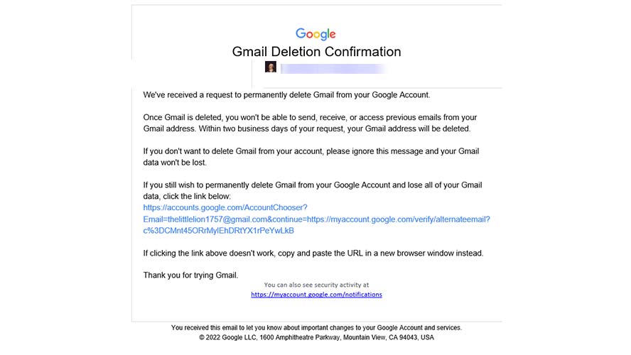 How to delete a Gmail account