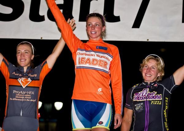 USA Crits Series leaders podium topped by Erica Allar.
