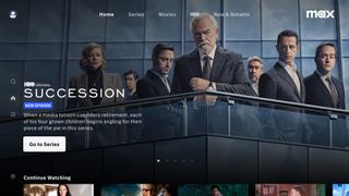 Max home screen features Succession in its carousel