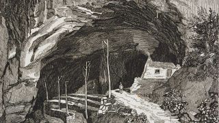 A drawing of the entrance to Peak Cavern 