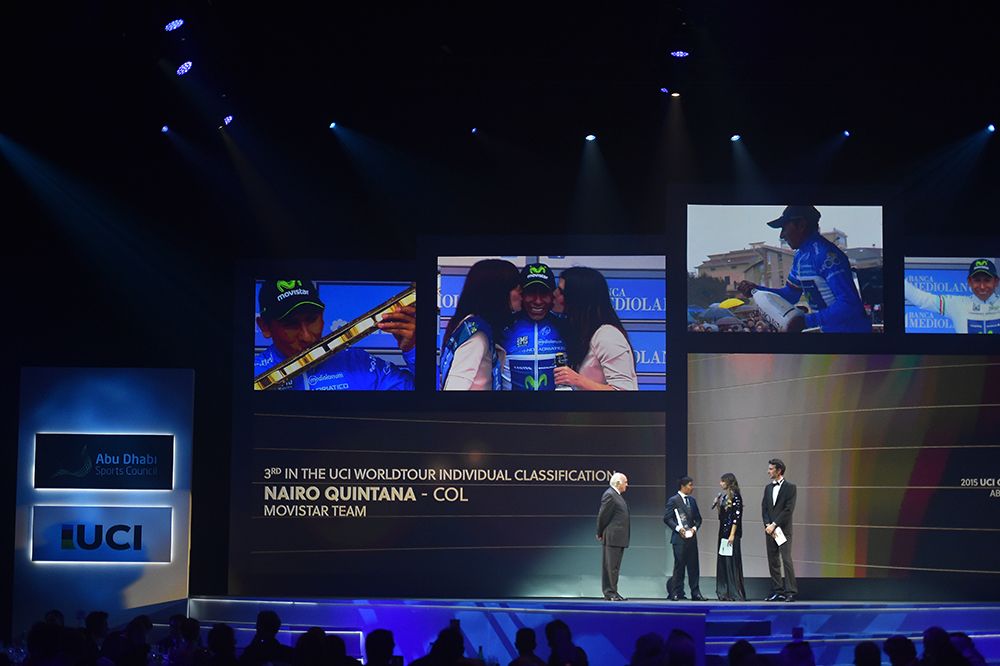 Nairo Quintana recognised for third place on the WorldTour standings