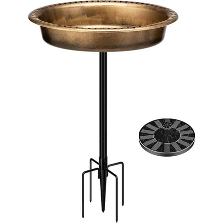 Specstar Oval Bird Bath and Solar Powered Round Pond Fountain Combo Set,copper