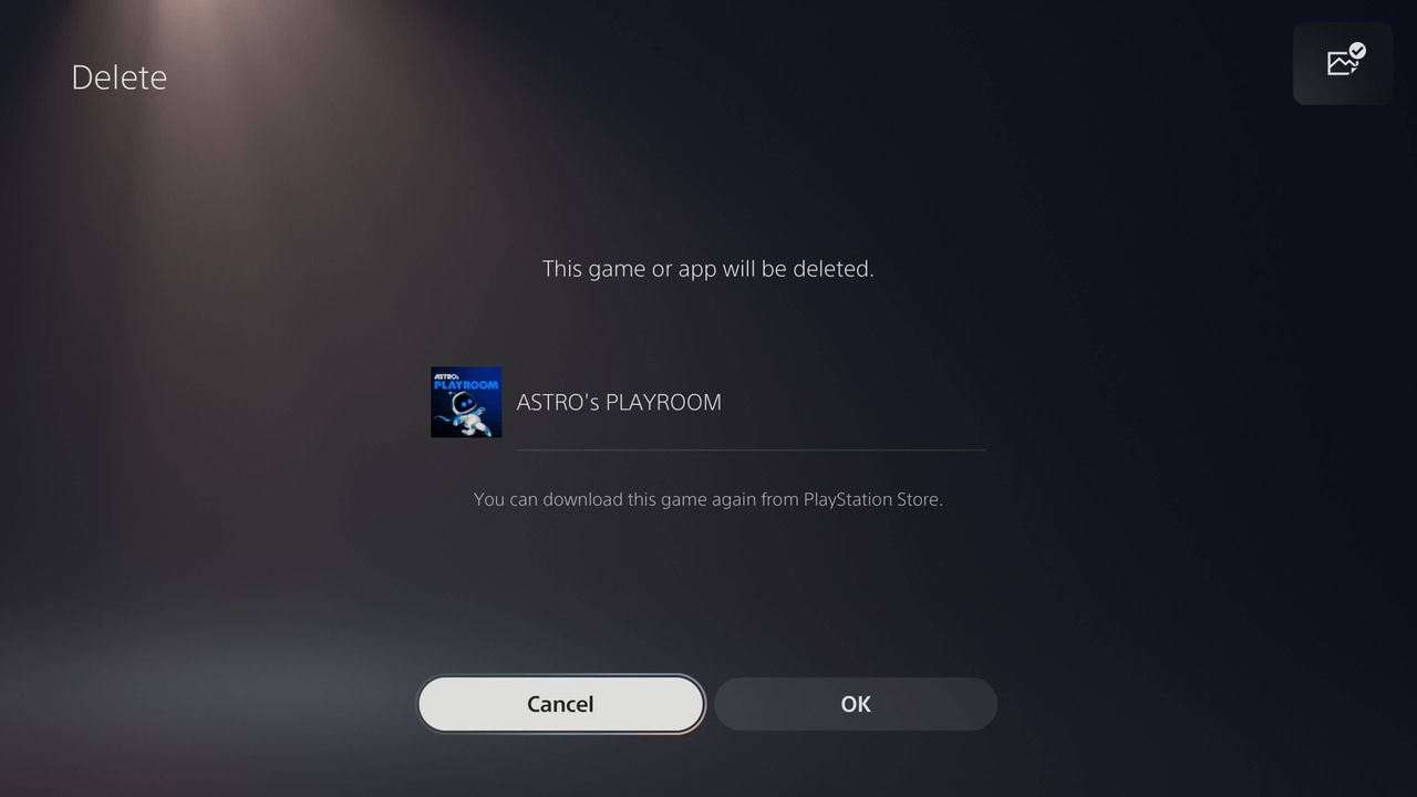 PS5 uninstall Astro's Playroom