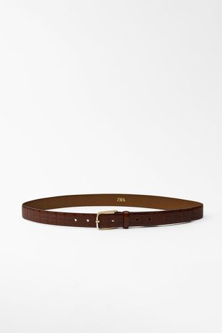 Leather Belt With Square Buckle