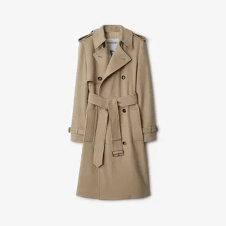 Long Cashmere Hillgate Trench Coat in Flax - Women | Burberry® Official