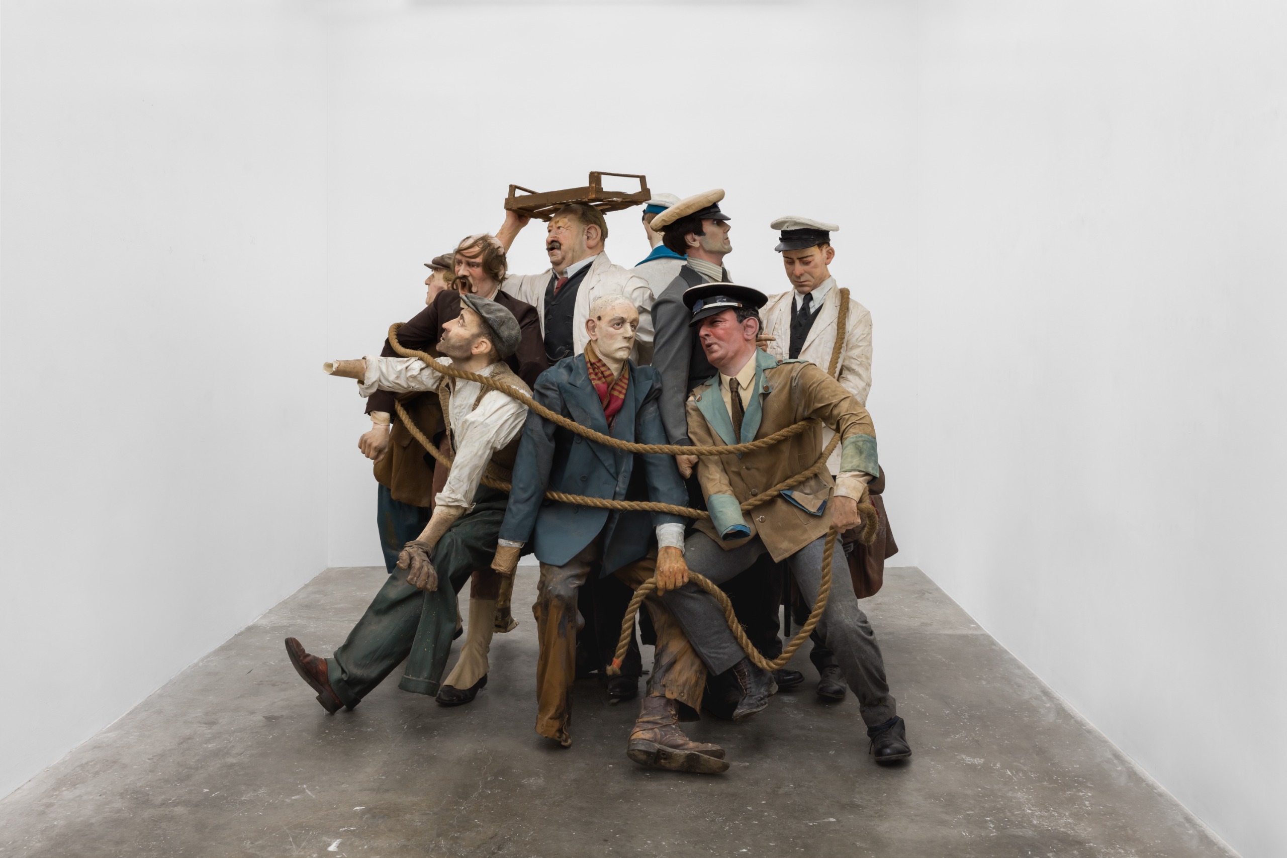 alex margo auden work of a crowd tied together with a rope
