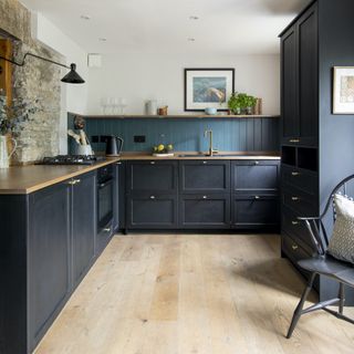 Dark kitchen with black cabinets