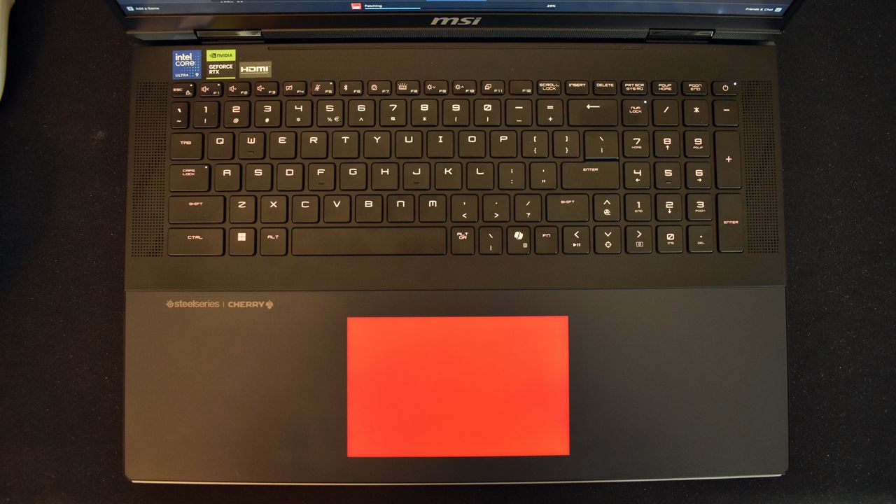 MSI Titan 18 HX AI keyboard and trackpad