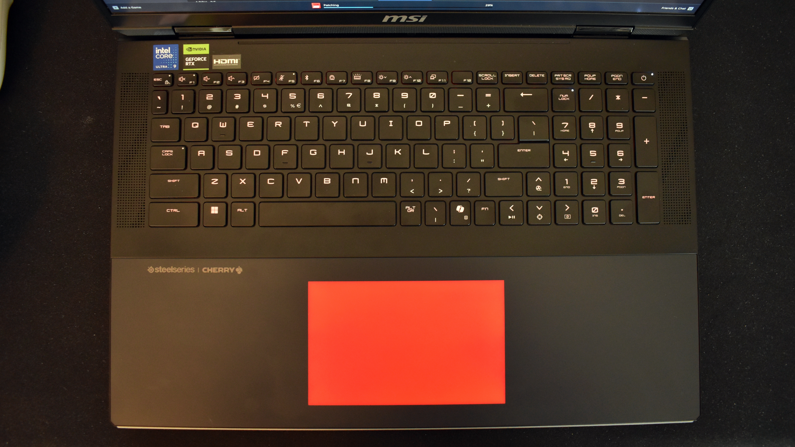 MSI Titan 18 HX AI keyboard and trackpad