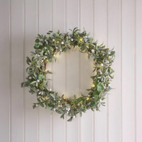 Lights4fun 60cm Pre Lit Mistletoe and Eucalyptus Wreath