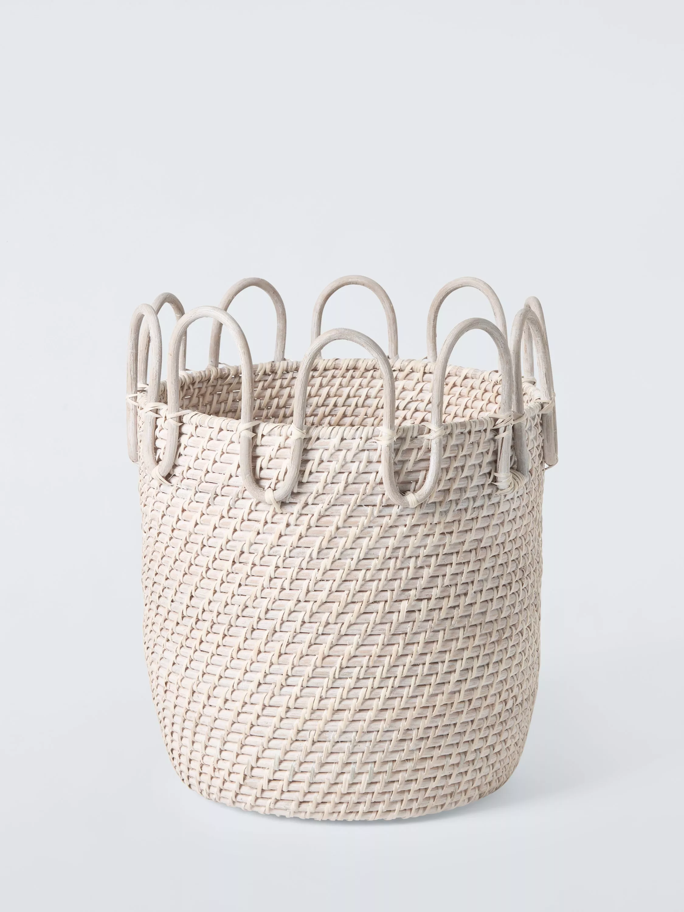 John Lewis Rattan and Rope Storage Basket, Whitewash