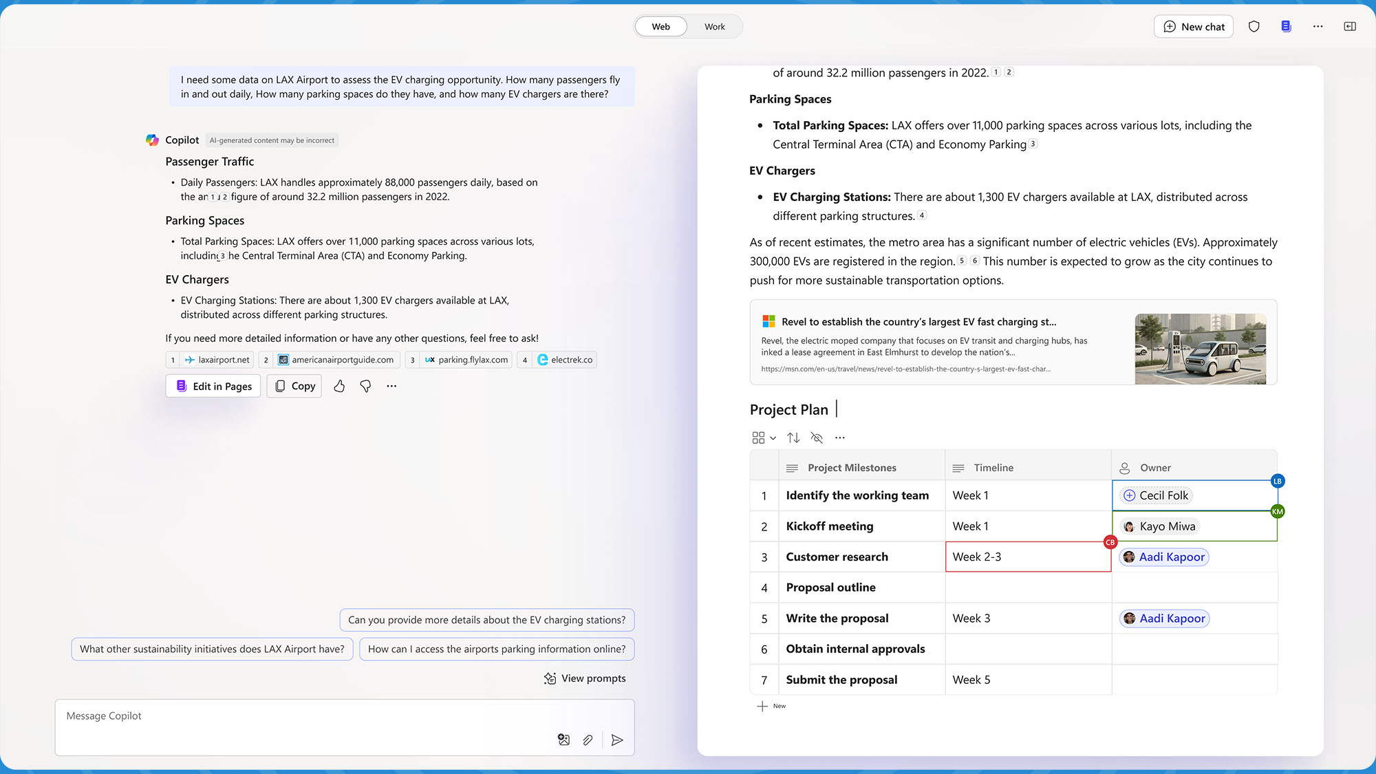 Microsoft Business Chat using Copilot Pages.