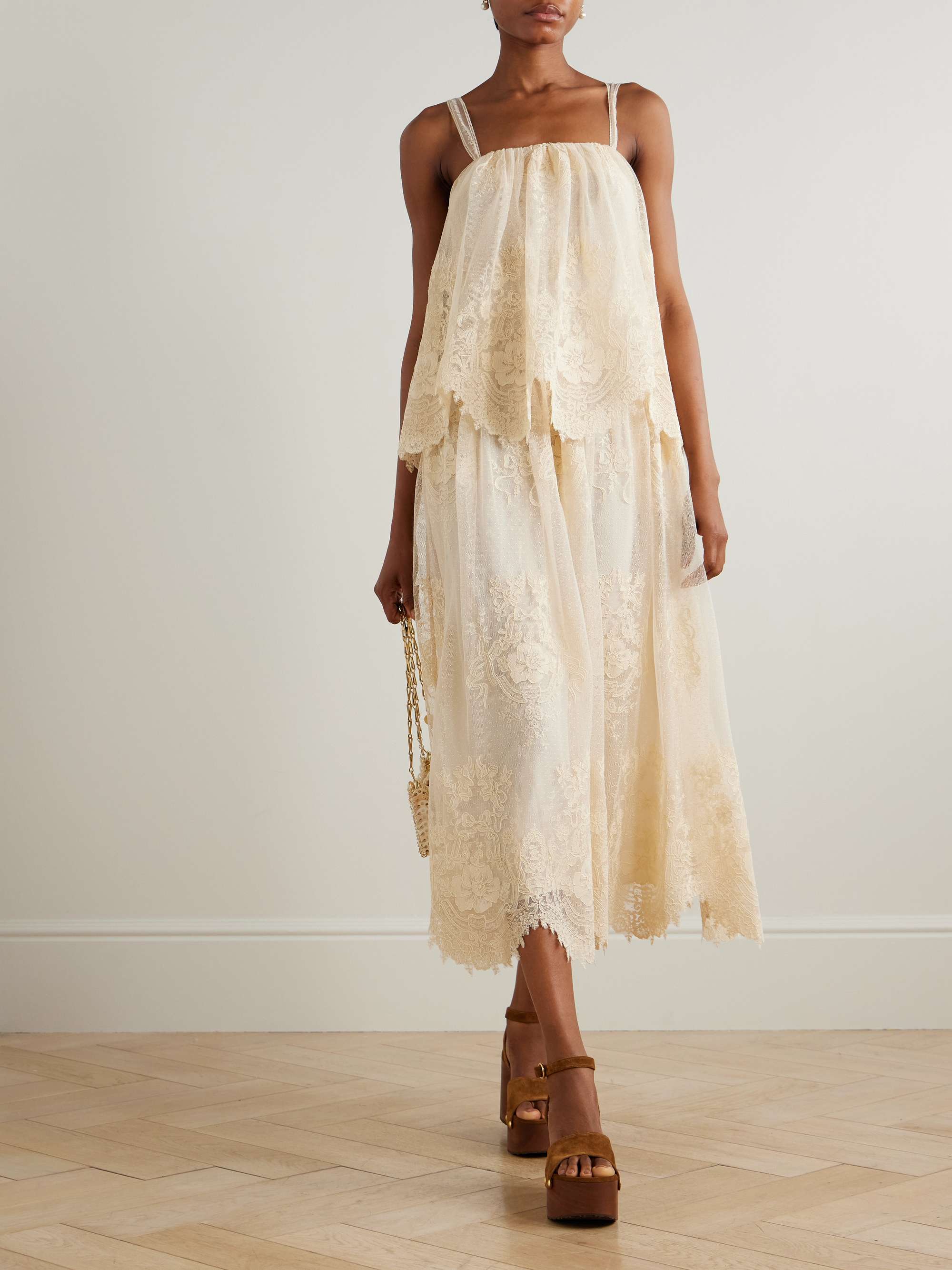 Tiered Lace Midi Dress