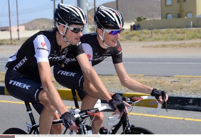 Frank and Andy Schleck (Trek Factory Racing) ride side-by-side during stage 1 in Oman