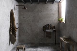 a wet room without a shower screen