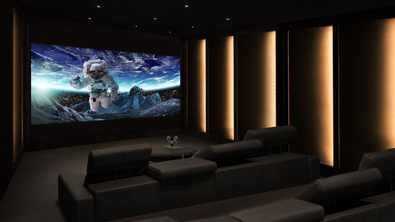 Massive display in fancy living room settings.