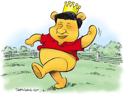 Political cartoon U.S. Xi Jinping president for life Winnie the Pooh