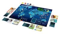 Pandemic board game laid out on a table, ready to start playing