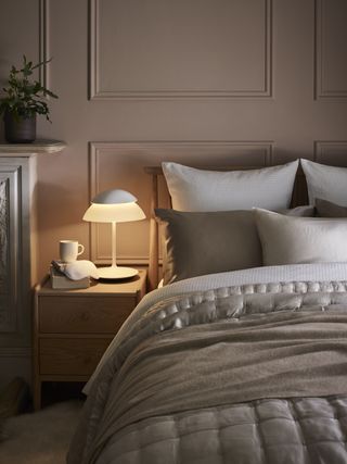 bedroom with white scheme and textured duvet by john lewis and partners